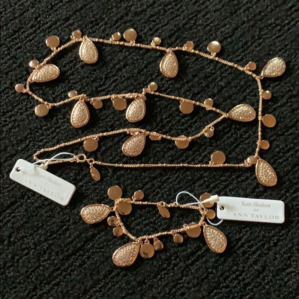 NWT Ann Taylor rose gold necklace and bracelet.